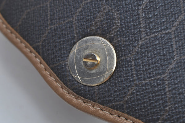 Authentic Christian Dior Honeycomb Shoulder Cross Bag PVC Leather Black K8567