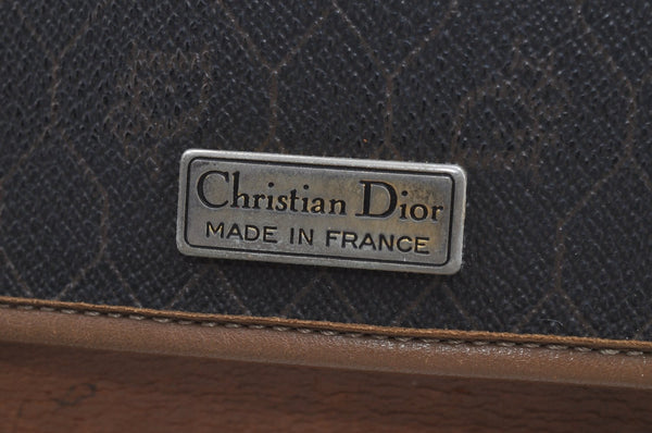 Authentic Christian Dior Honeycomb Shoulder Cross Bag PVC Leather Black K8567