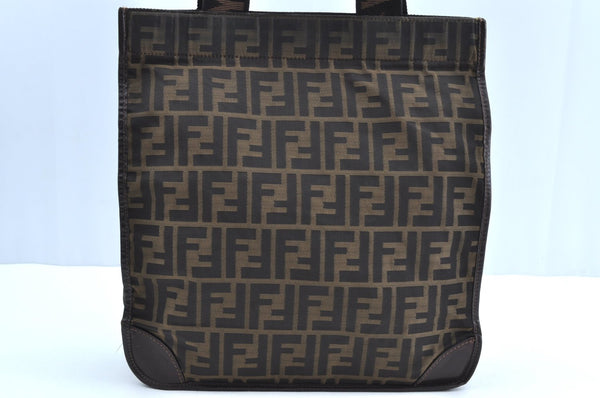 Authentic FENDI Zucca Folding Hand Tote Bag Nylon Brown Junk K8570