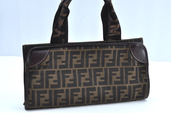 Authentic FENDI Zucca Folding Hand Tote Bag Nylon Brown Junk K8570