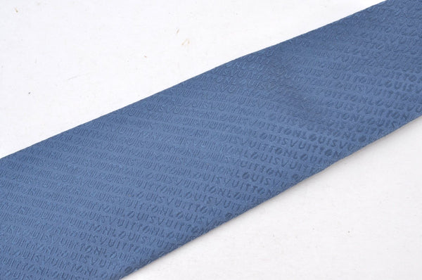 Authentic Louis Vuitton Vintage Logo Necktie Tie Silk Blue LV K8572