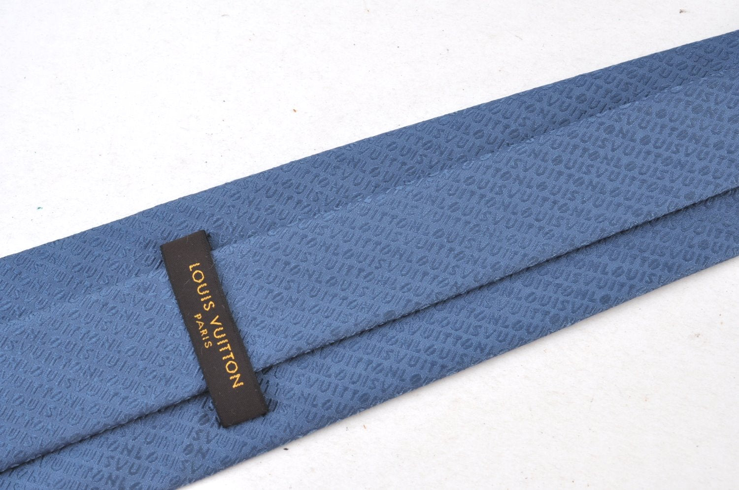 Authentic Louis Vuitton Vintage Logo Necktie Tie Silk Blue LV K8572