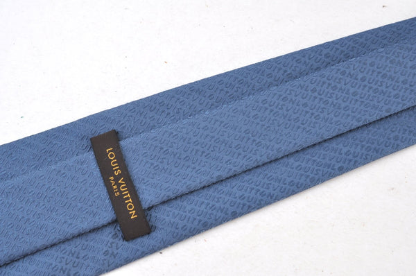 Authentic Louis Vuitton Vintage Logo Necktie Tie Silk Blue LV K8572