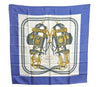 Authentic HERMES Carre 90 Scarf "BRIDES de GALA par" Silk Blue K8574