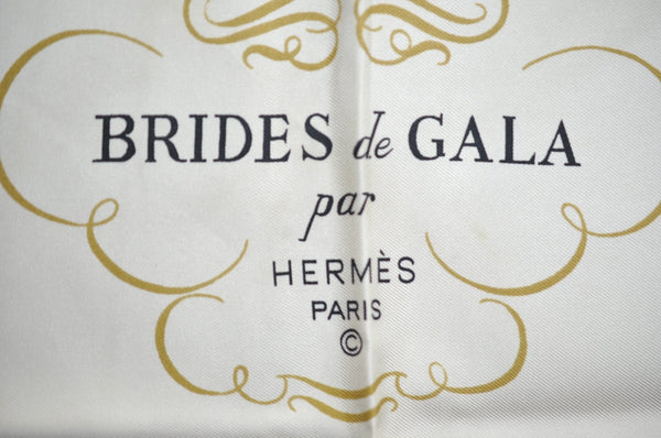 Authentic HERMES Carre 90 Scarf "BRIDES de GALA par" Silk Blue K8574