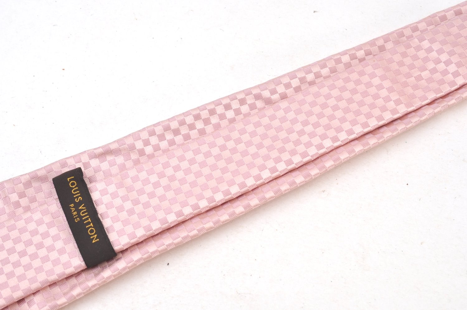 Authentic Louis Vuitton Damier Necktie Tie Silk Pink LV K8575