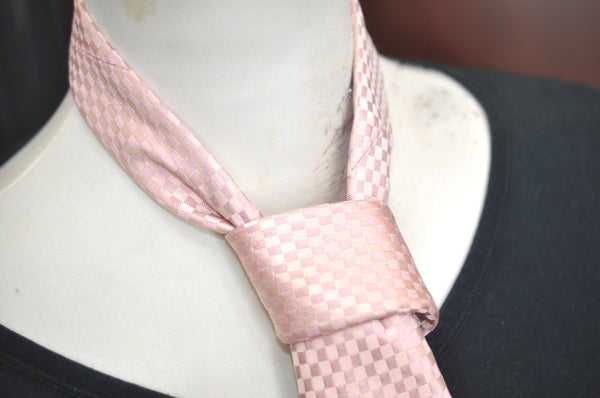 Authentic Louis Vuitton Damier Necktie Tie Silk Pink LV K8575