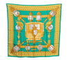 Authentic HERMES Carre 90 Scarf "FEUX DE ROUTE" Silk Green Box K8579