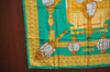 Authentic HERMES Carre 90 Scarf "FEUX DE ROUTE" Silk Green Box K8579