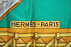 Authentic HERMES Carre 90 Scarf "FEUX DE ROUTE" Silk Green Box K8579