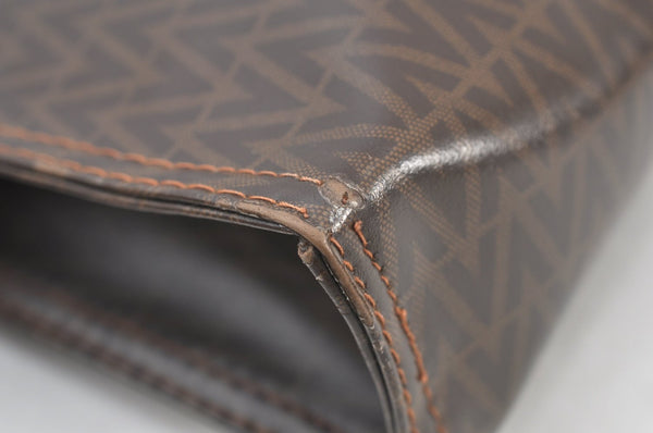 Authentic MARIO VALENTINO V Logo Clutch Hand Bag Purse PVC Leather Brown K8580