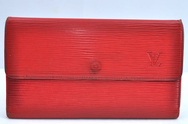 Auth Louis Vuitton Epi Porte Tresor International Wallet Red M63387 LV K8583