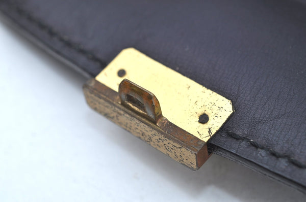 Authentic GUCCI Vintage Clutch Documents Case GG Canvas Leather Black K8584