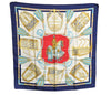 Authentic HERMES Carre 90 Scarf "LES MUSEROLLES" Silk Navy K8586