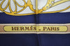 Authentic HERMES Carre 90 Scarf "LES MUSEROLLES" Silk Navy K8586