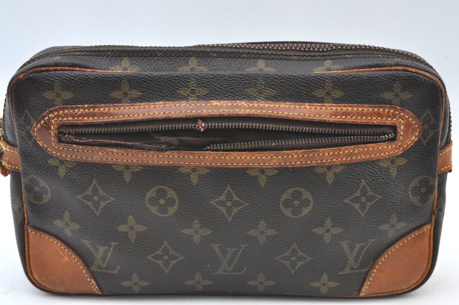 Auth Louis Vuitton Monogram Marly Dragonne GM M51825 Clutch Hand Bag Junk K8588