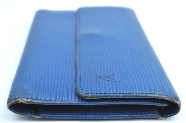 Auth Louis Vuitton Epi Porte Tresor International Wallet Blue M63385 LV K8595