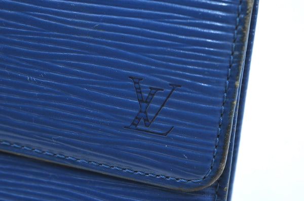 Auth Louis Vuitton Epi Porte Tresor International Wallet Blue M63385 LV K8595