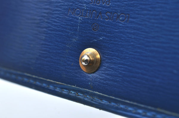 Auth Louis Vuitton Epi Porte Tresor International Wallet Blue M63385 LV K8595