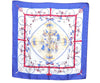 Authentic HERMES Carre 90 Scarf "LES BECANES" Silk Blue K8597