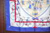 Authentic HERMES Carre 90 Scarf "LES BECANES" Silk Blue K8597