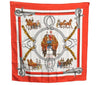 Authentic HERMES Carre 90 Scarf "EQUIPAGES" Silk Red K8602