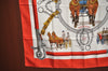 Authentic HERMES Carre 90 Scarf "EQUIPAGES" Silk Red K8602