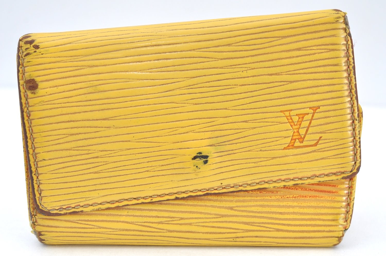 Authentic Louis Vuitton Epi Trifold Wallet Key Case Yellow 3Set LV Junk K8627