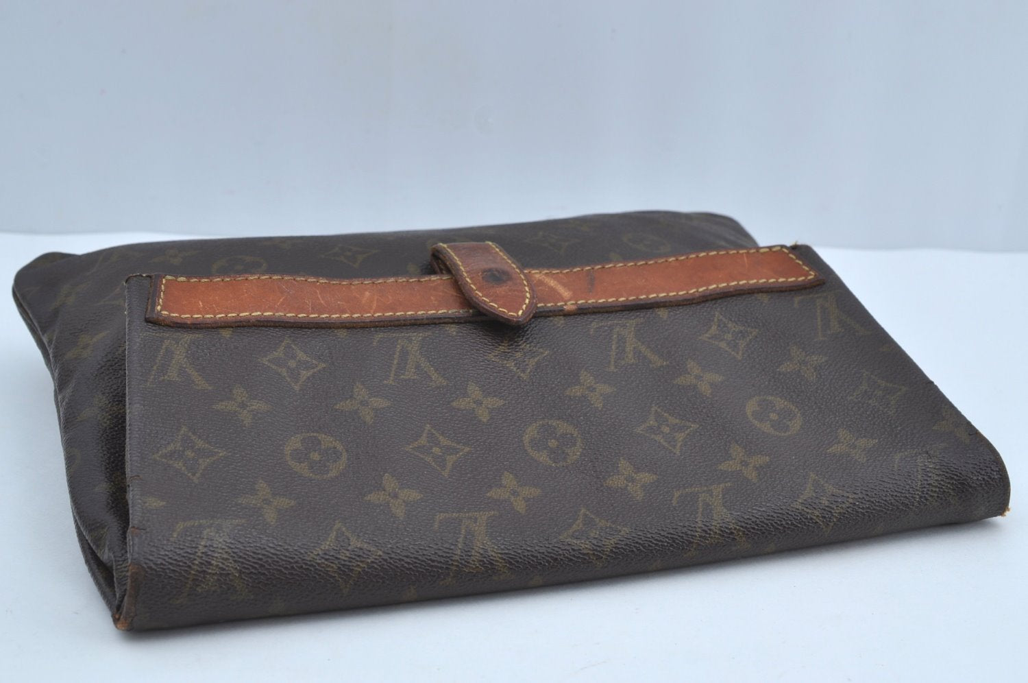 Auth Louis Vuitton Monogram Pochette Pliante Clutch Hand Bag Old Model LV K8630