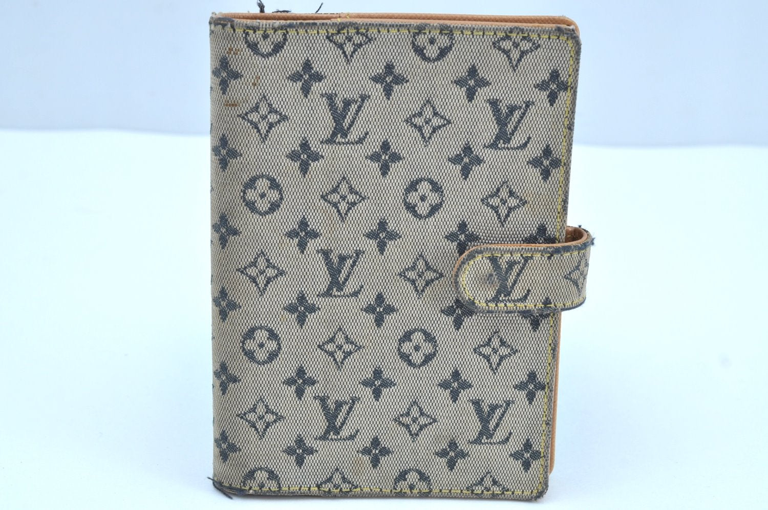 Auth Louis Vuitton Monogram Mini Agenda PM Notebook Cover R20905 Blue LV K8632