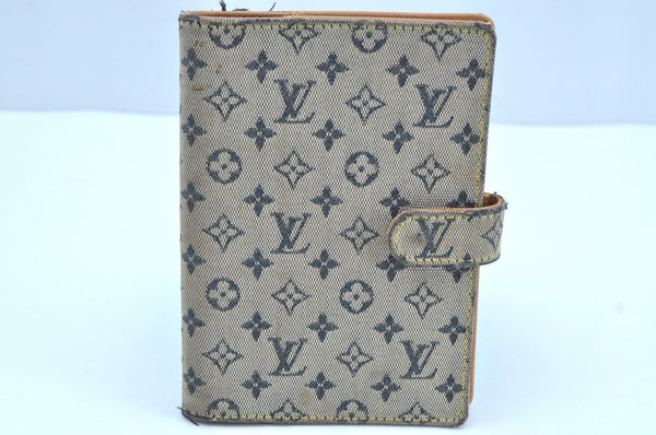 Auth Louis Vuitton Monogram Mini Agenda PM Notebook Cover R20905 Blue LV K8632