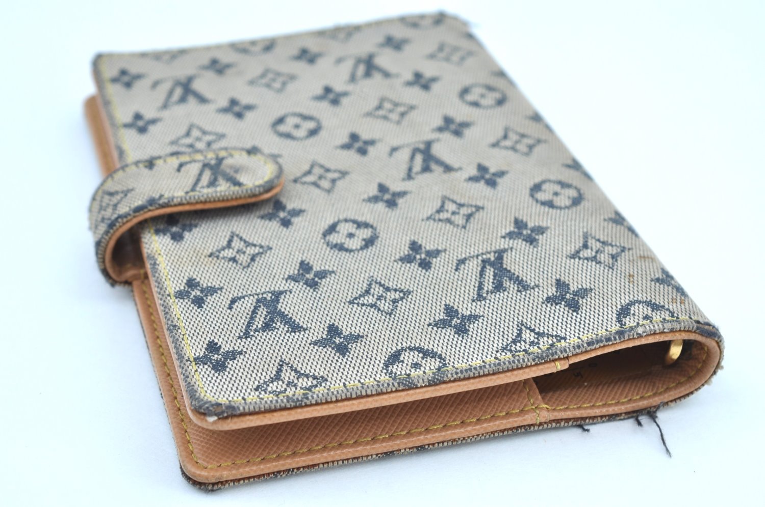 Auth Louis Vuitton Monogram Mini Agenda PM Notebook Cover R20905 Blue LV K8632