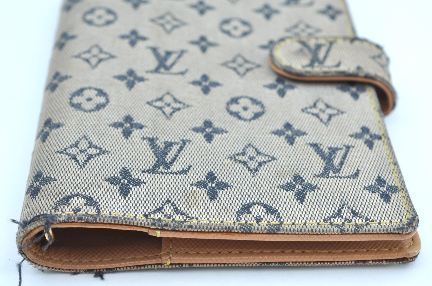 Auth Louis Vuitton Monogram Mini Agenda PM Notebook Cover R20905 Blue LV K8632