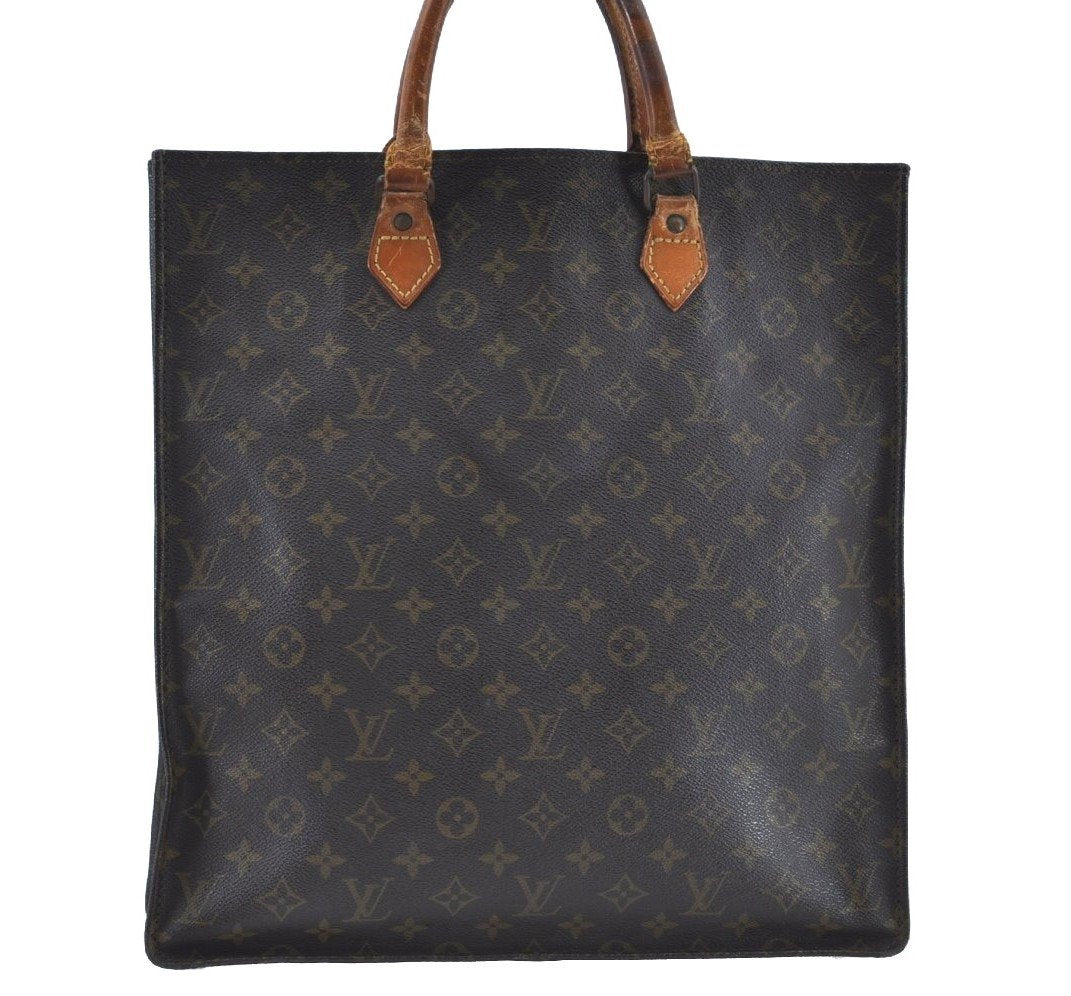 Authentic Louis Vuitton Monogram Sac Plat Hand Tote Bag Old Model LV K8637