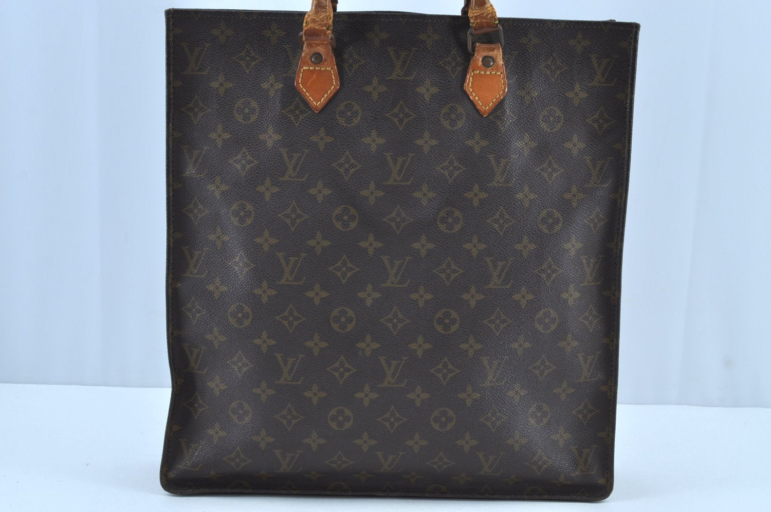 Authentic Louis Vuitton Monogram Sac Plat Hand Tote Bag Old Model LV K8637