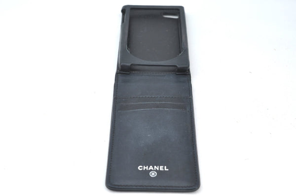 Authentic CHANEL Vintage Caviar Skin iPhone 5 5s Case CoCo Mark Black K8638