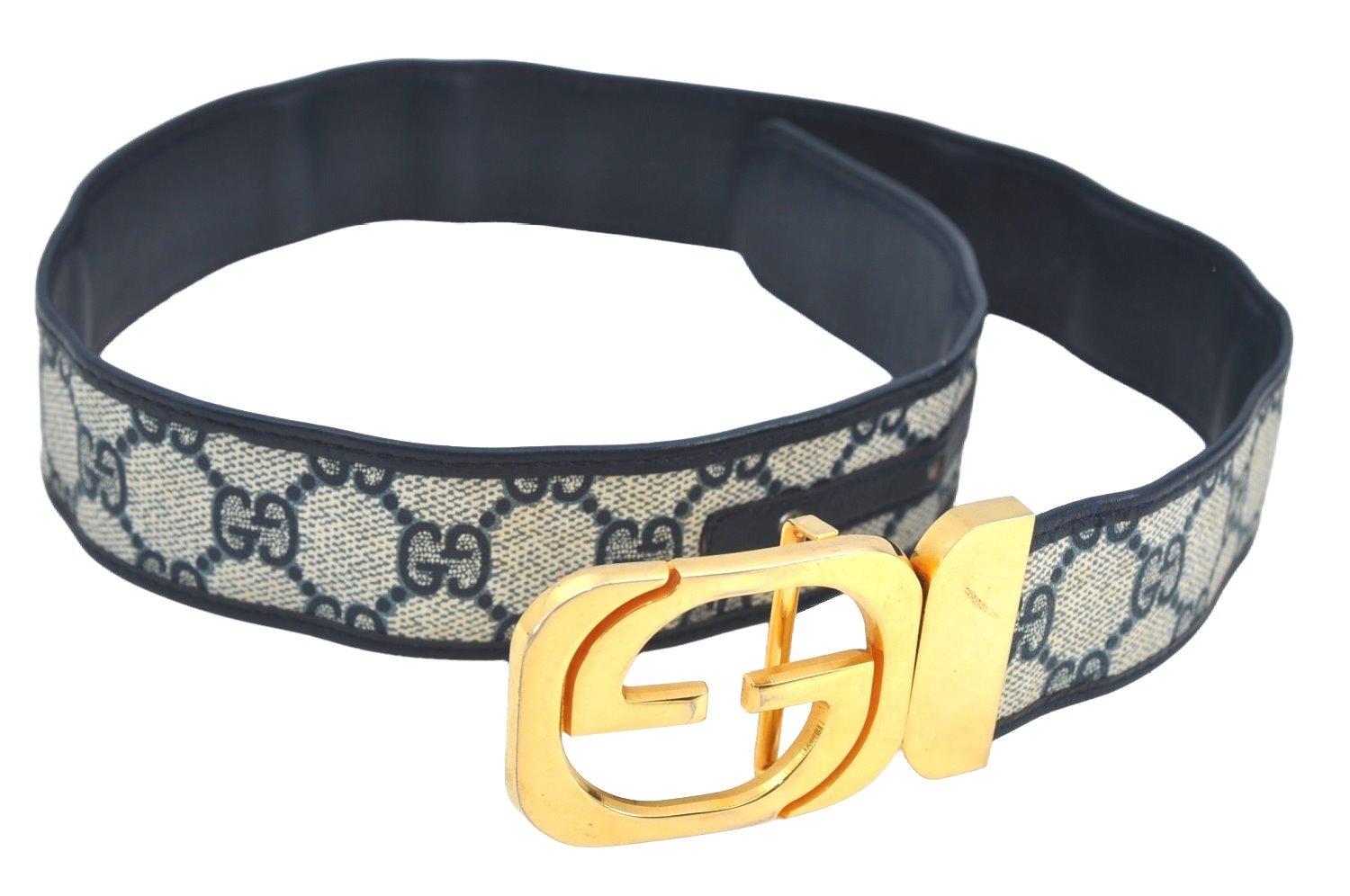 Authentic GUCCI Vintage Belt GG PVC Leather 26.4-28.7