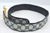 Authentic GUCCI Vintage Belt GG PVC Leather 26.4-28.7" Navy Blue K8646