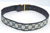Authentic GUCCI Vintage Belt GG PVC Leather 26.4-28.7" Navy Blue K8646