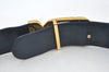 Authentic GUCCI Vintage Belt GG PVC Leather 26.4-28.7" Navy Blue K8646