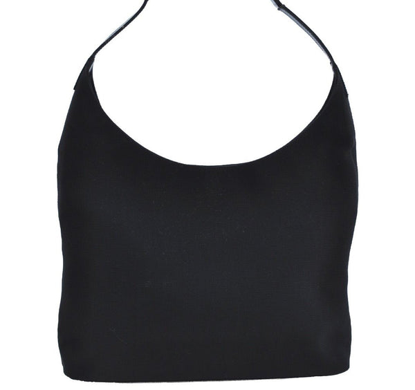 Authentic GUCCI Vintage Shoulder Hand Bag Purse Nylon Enamel 0013297 Black K8648