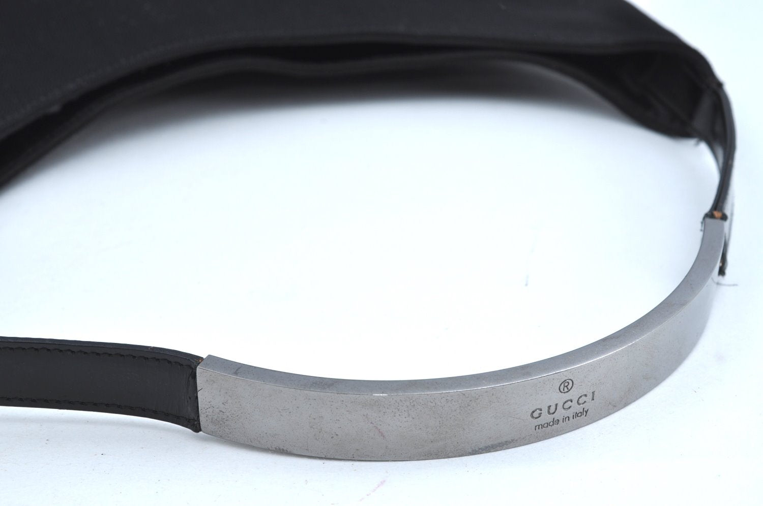 Authentic GUCCI Vintage Shoulder Hand Bag Purse Nylon Enamel 0013297 Black K8648