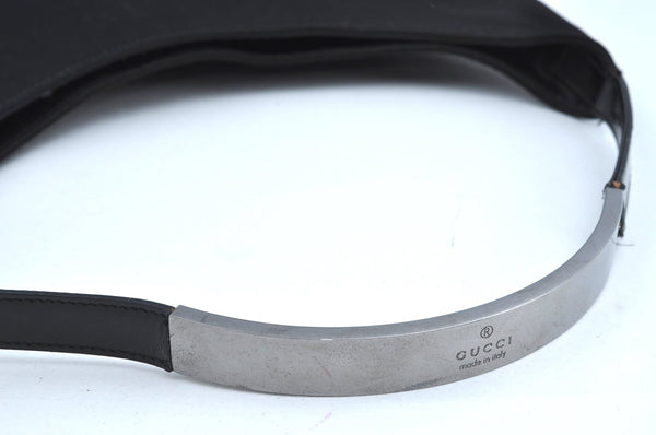 Authentic GUCCI Vintage Shoulder Hand Bag Purse Nylon Enamel 0013297 Black K8648