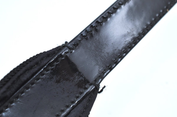 Authentic GUCCI Vintage Shoulder Hand Bag Purse Nylon Enamel 0013297 Black K8648