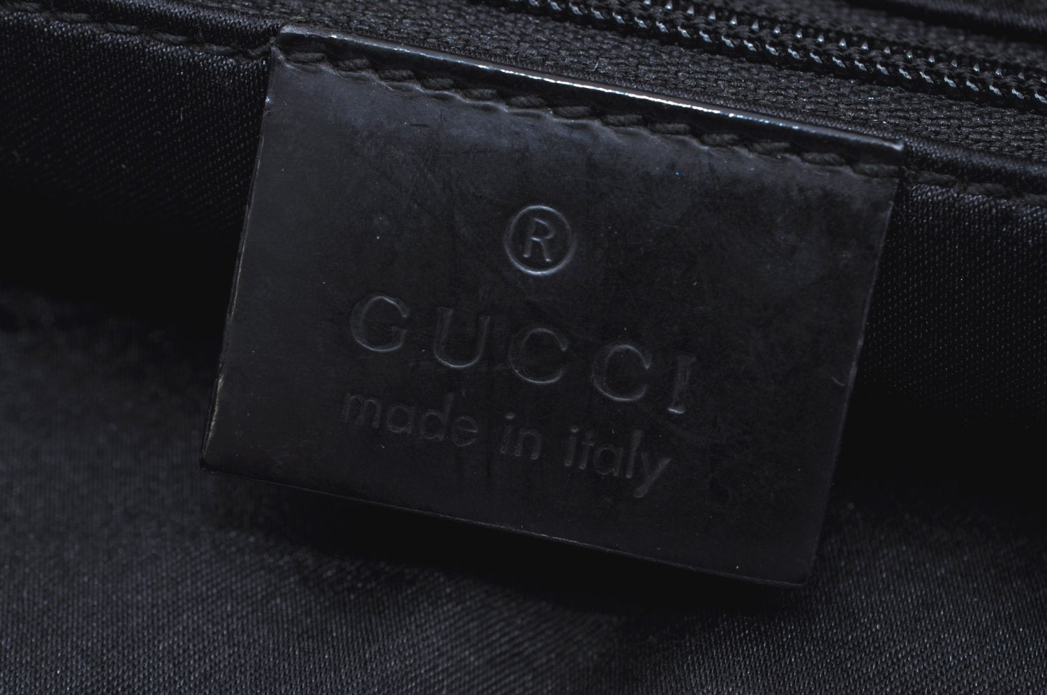 Authentic GUCCI Vintage Shoulder Hand Bag Purse Nylon Enamel 0013297 Black K8648