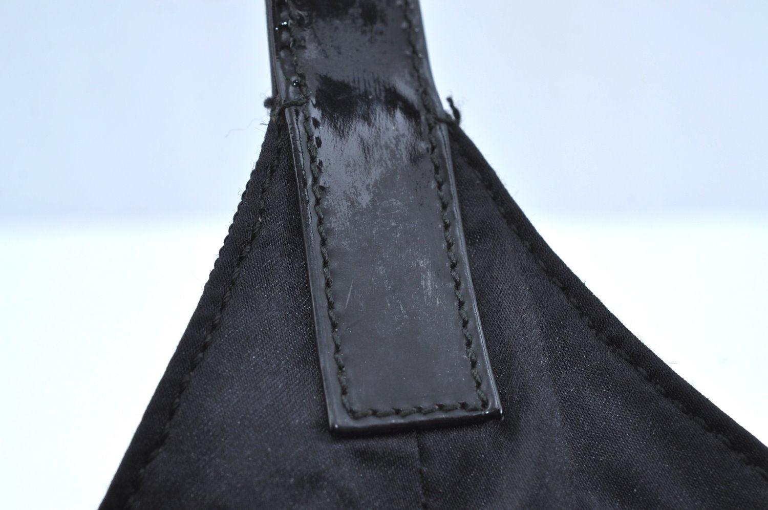 Authentic GUCCI Vintage Shoulder Hand Bag Purse Nylon Enamel 0013297 Black K8648