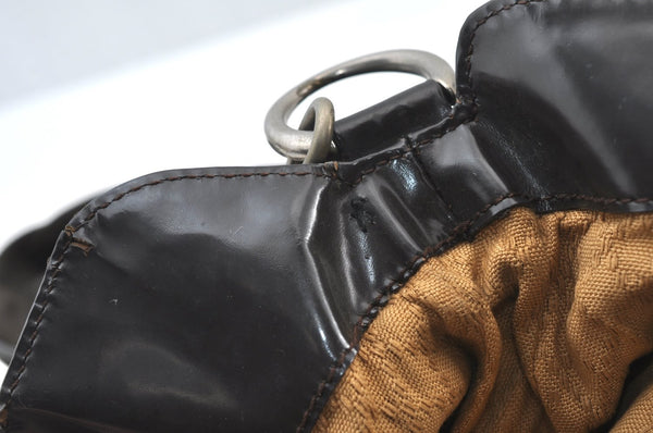 Authentic GUCCI Vintage Bamboo 2Way Shoulder Tote Bag Nylon Leather Brown K8649