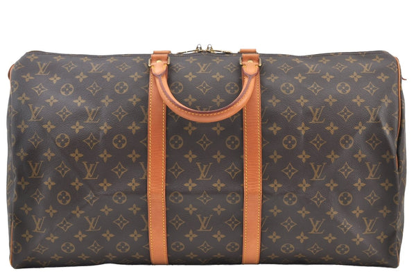 Authentic Louis Vuitton Monogram Keepall 55 Travel Boston Bag M41424 LV K8653