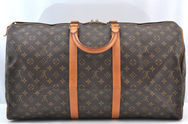 Authentic Louis Vuitton Monogram Keepall 55 Travel Boston Bag M41424 LV K8653