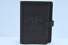 Authentic CHANEL Vintage Caviar Skin CoCo Mark Notebook Cover Black K8655